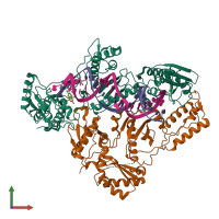 PDB entry 6bsi coloured by chain, front view.