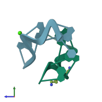 PDB entry 6bst coloured by chain, side view.