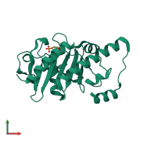 PDB entry 6btg coloured by chain, front view.