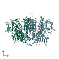PDB entry 6btl coloured by chain, front view.