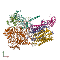 PDB entry 6btm coloured by chain, front view.