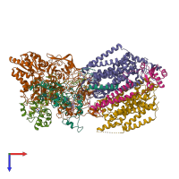 PDB entry 6btm coloured by chain, top view.