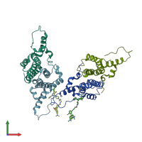 PDB entry 6bvf coloured by chain, front view.