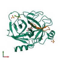 PDB entry 6bvh coloured by chain, front view.