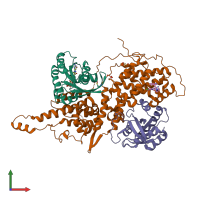 PDB entry 6bvm coloured by chain, front view.