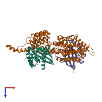 PDB entry 6bvm coloured by chain, top view.