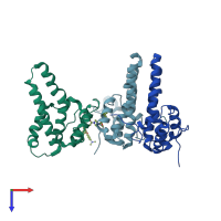 PDB entry 6bvn coloured by chain, top view.