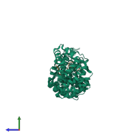 PDB entry 6bvv coloured by chain, side view.