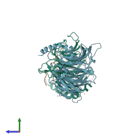 PDB entry 6bw3 coloured by chain, side view.