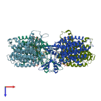 PDB entry 6bw5 coloured by chain, top view.