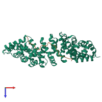 PDB entry 6bw9 coloured by chain, top view.