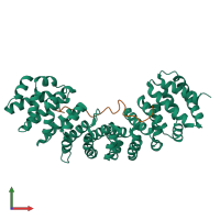 PDB entry 6bwa coloured by chain, front view.