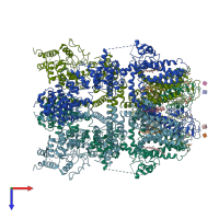PDB entry 6bwi coloured by chain, top view.