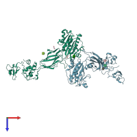 PDB entry 6bxb coloured by chain, top view.