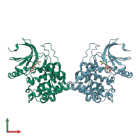 PDB entry 6bxi coloured by chain, front view.