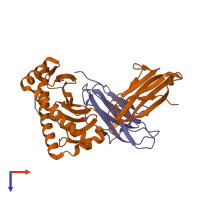 PDB entry 6bxq coloured by chain, top view.