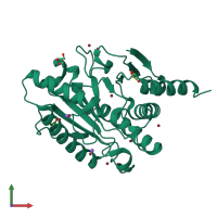 PDB entry 6bxr coloured by chain, front view.