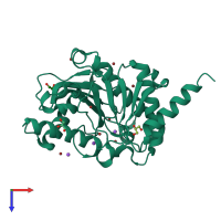 PDB entry 6bxr coloured by chain, top view.