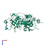 PDB entry 6byb coloured by chain, top view.