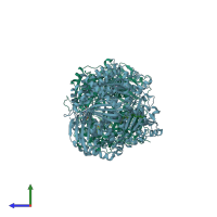 PDB entry 6byz coloured by chain, side view.