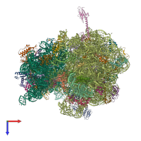 Hetero 56-meric assembly 1 of PDB entry 6bz7 coloured by chemically distinct molecules, top view.
