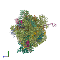 Hetero 56-meric assembly 2 of PDB entry 6bz7 coloured by chemically distinct molecules, side view.