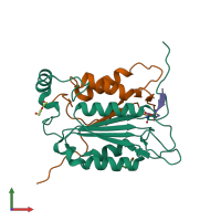 PDB entry 6bz9 coloured by chain, front view.