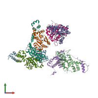 PDB entry 6bzf coloured by chain, front view.