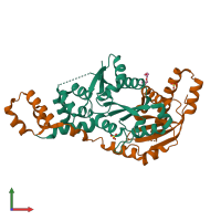 PDB entry 6bzg coloured by chain, front view.