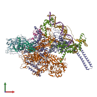 PDB entry 6bzo coloured by chain, front view.