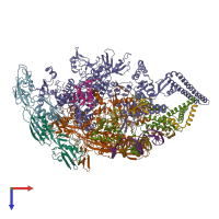 PDB entry 6bzo coloured by chain, top view.