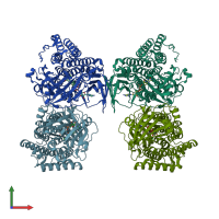 PDB entry 6bzq coloured by chain, front view.