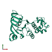PDB entry 6bzs coloured by chain, front view.