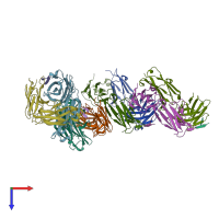 PDB entry 6bzu coloured by chain, top view.