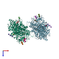PDB entry 6c02 coloured by chain, top view.
