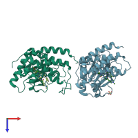 PDB entry 6c1c coloured by chain, top view.