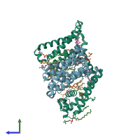 PDB 6c1e coloured by chain and viewed from the side.
