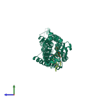 PDB entry 6c1q coloured by chain, side view.