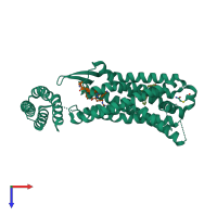 PDB entry 6c1q coloured by chain, top view.