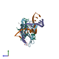 PDB entry 6c1t coloured by chain, side view.