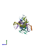 PDB entry 6c1u coloured by chain, side view.