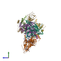 PDB entry 6c26 coloured by chain, side view.