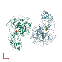 PDB entry 6c2w coloured by chain, front view.
