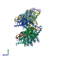 PDB entry 6c31 coloured by chain, side view.