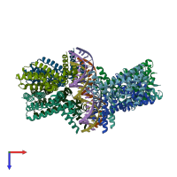 PDB entry 6c31 coloured by chain, top view.