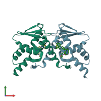 PDB entry 6c3l coloured by chain, front view.