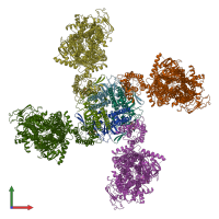 PDB entry 6c3p coloured by chain, front view.