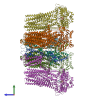 PDB entry 6c3p coloured by chain, side view.