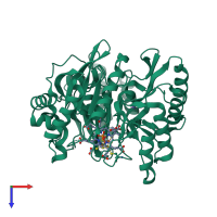 PDB entry 6c3x coloured by chain, top view.