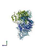 PDB entry 6c45 coloured by chain, side view.